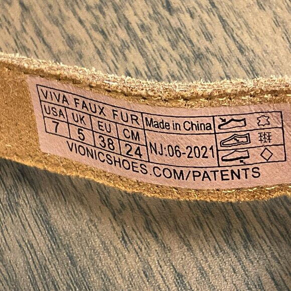 Vionic Viva Faur Fur Slipper In Toffee Size 7 Sandal Orthotic Neutral Comfort - Picture 8 of 9